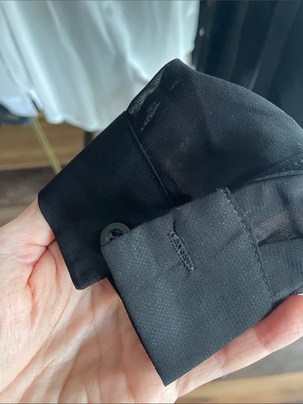 Black Sheer Button-Up Blouse - Picture 5 of 12